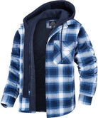 Hooded Jacket - Men's Quilted Lined Plaid-Jacket-Chaps London-White - Blue-S-Chaps London