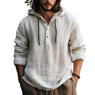 Hooded Shirt - Button-Up - Loose Fit - Linen Hoodie - Men's Clothing-Shirts & Tops-Chaps London-Chaps London