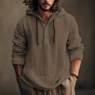 Hooded Shirt - Button-Up - Loose Fit - Linen Hoodie - Men's Clothing-Shirts & Tops-Chaps London-Coffee-S-Chaps London
