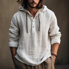 Hooded Shirt - Button-Up - Loose Fit - Linen Hoodie - Men's Clothing-Shirts & Tops-Chaps London-White-S-Chaps London