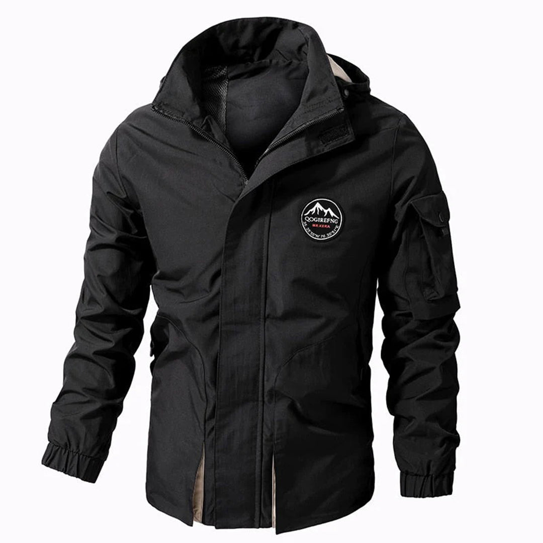 Hooded Windbreaker - Men's Waterproof Outdoor Jacket-Fashion Men Jacket Bomber Fall-Chaps London-Black-S-Chaps London