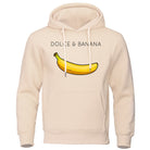 Hoodie - Banana Print - Kangaroo Pocket - Pullover Hoodie - Men's Hoodies-Hoodies & Sweatshirts-Chaps London-Beige-S-Chaps London