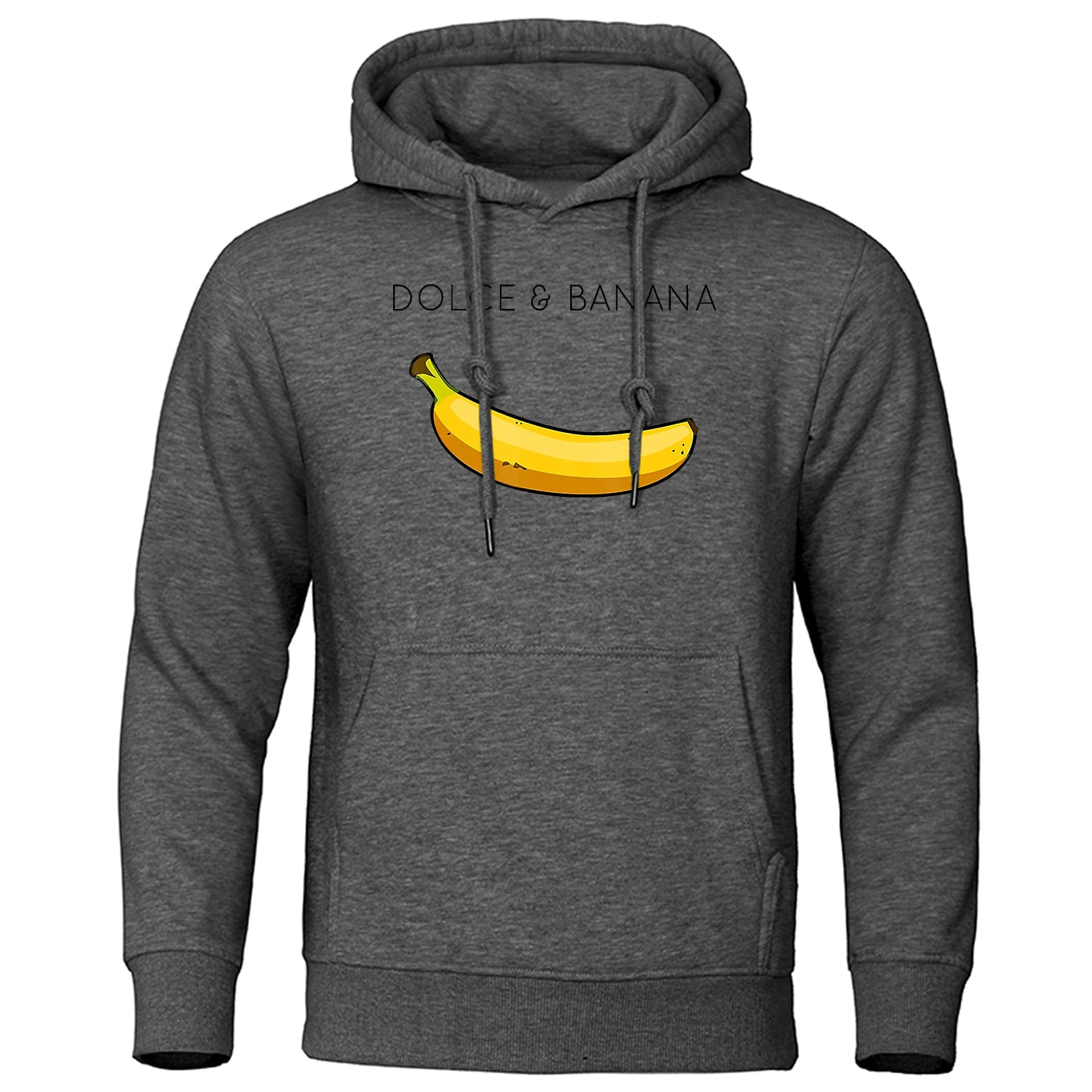 Hoodie - Banana Print - Kangaroo Pocket - Pullover Hoodie - Men's Hoodies-Hoodies & Sweatshirts-Chaps London-Dark Gray-S-Chaps London