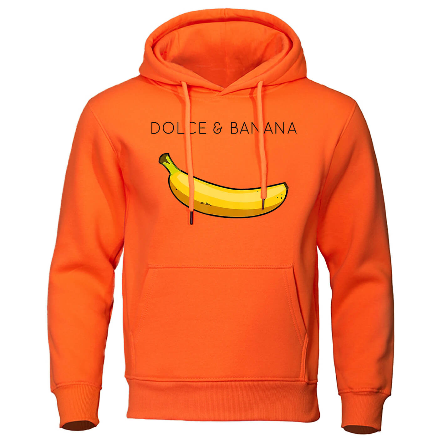 Hoodie - Banana Print - Kangaroo Pocket - Pullover Hoodie - Men's Hoodies-Hoodies & Sweatshirts-Chaps London-Orange-S-Chaps London
