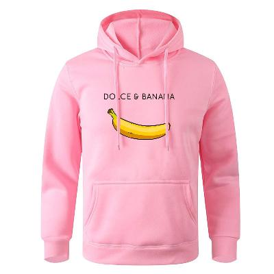 Hoodie - Banana Print - Kangaroo Pocket - Pullover Hoodie - Men's Hoodies-Hoodies & Sweatshirts-Chaps London-Pink-S-Chaps London