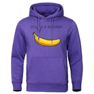Hoodie - Banana Print - Kangaroo Pocket - Pullover Hoodie - Men's Hoodies-Hoodies & Sweatshirts-Chaps London-Purple-S-Chaps London