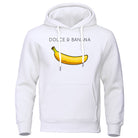 Hoodie - Banana Print - Kangaroo Pocket - Pullover Hoodie - Men's Hoodies-Hoodies & Sweatshirts-Chaps London-White-S-Chaps London