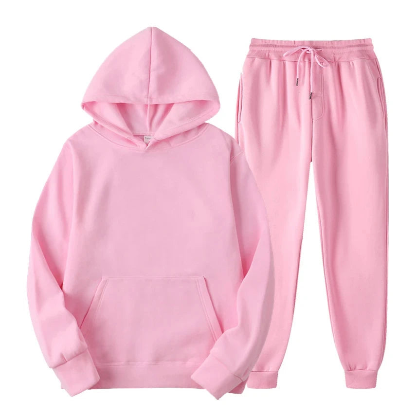 Hoodie Jogger Set - Drawstring - Two-Piece - Sweatsuit - Men's Clothing-Chaps London-Pink-S-Chaps London