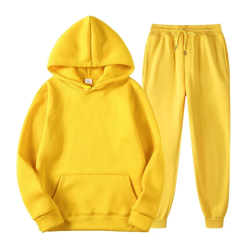 Hoodie Jogger Set - Drawstring - Two-Piece - Sweatsuit - Men's Clothing-Chaps London-Yellow-S-Chaps London