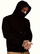 Hoodie with Face Mask - Pullover Pocket Men's Hoodie-Trui man-Chaps London-Black-S-Chaps London
