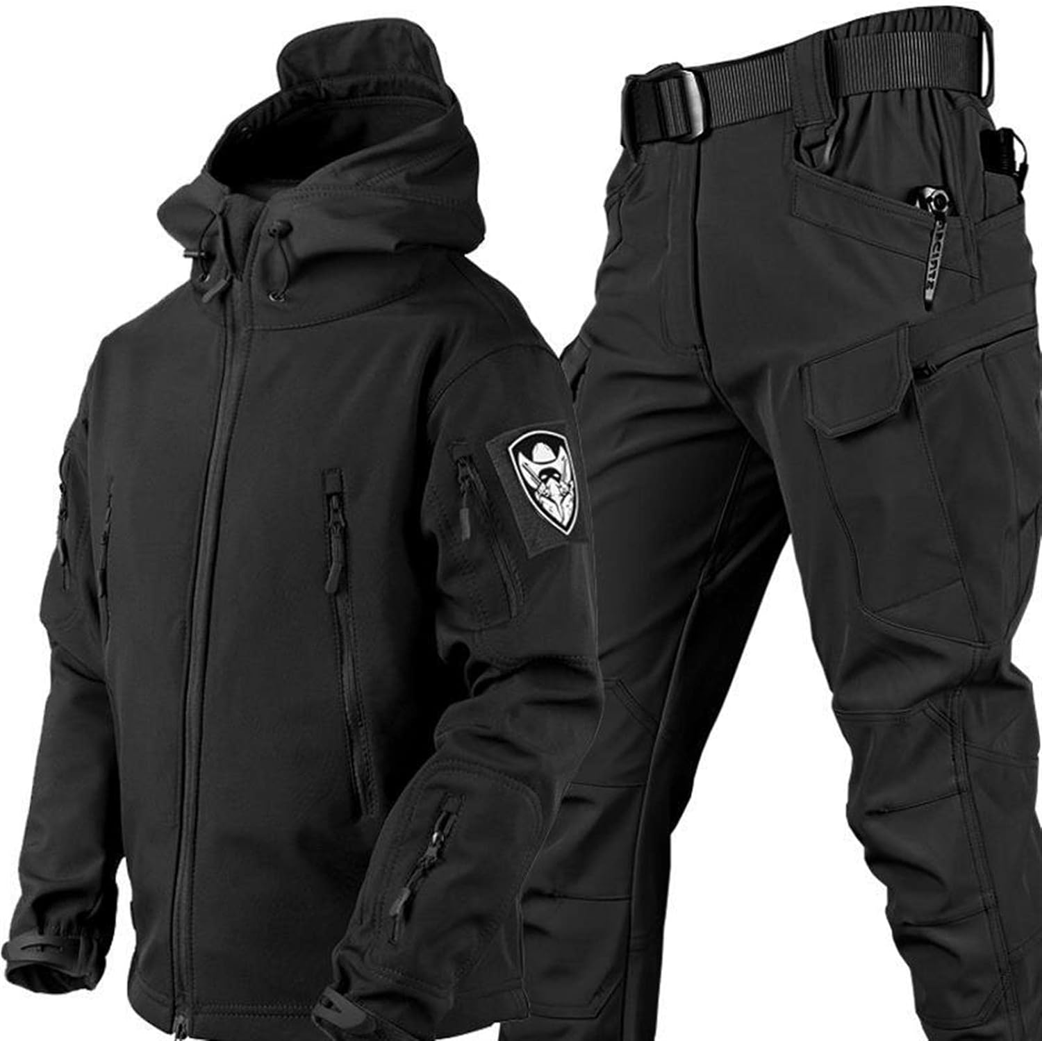 Jacket and Pants Set - Men's Tactical Outdoor Jacket and Cargo Pants-Men’s Tracksuit Set-Chaps London-Black-S-Chaps London