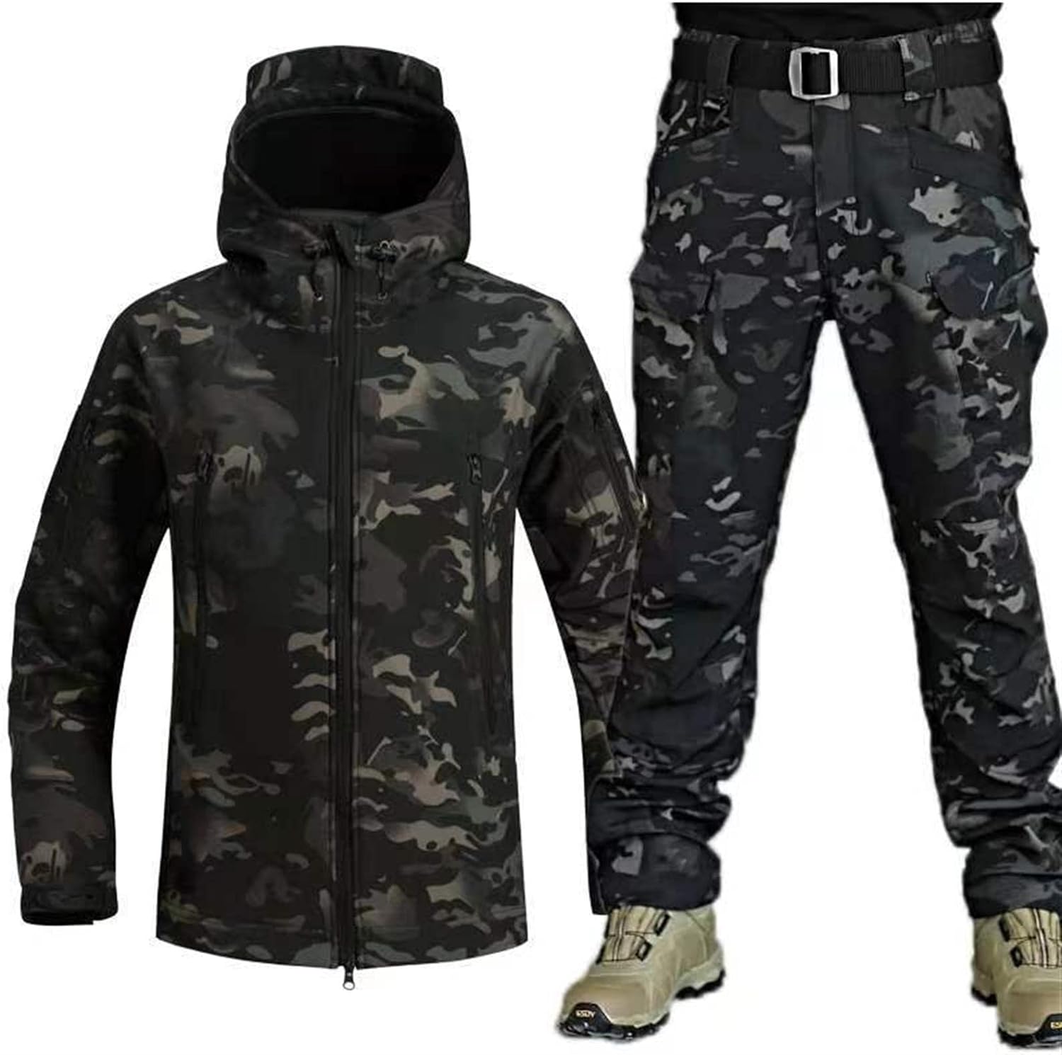 Jacket and Pants Set - Men's Tactical Outdoor Jacket and Cargo Pants-Men’s Tracksuit Set-Chaps London-Dark Camouflage-S-Chaps London