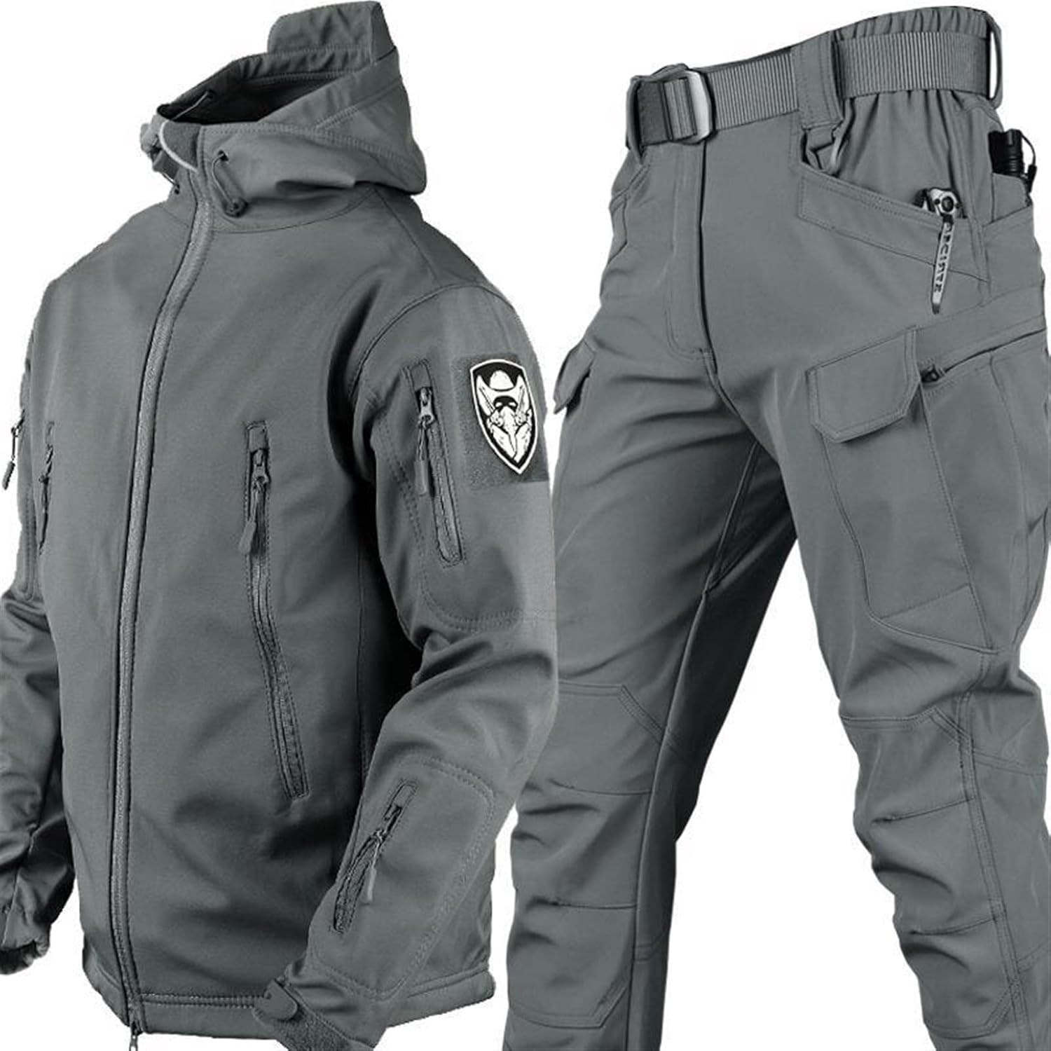 Jacket and Pants Set - Men's Tactical Outdoor Jacket and Cargo Pants-Men’s Tracksuit Set-Chaps London-Grey-S-Chaps London