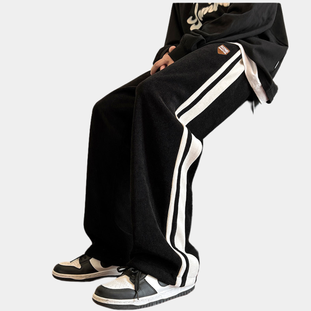 Joggers - Men's Striped Loose Fit Wide Leg-Men Winter Pants-Chaps London-Chaps London