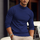 Knit Sweater - High Neck - Long Sleeve - Roll Neck Jumper - Men's Jumper-Trui man-Chaps London-Blue-XS-Chaps London