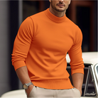 Knit Sweater - High Neck - Long Sleeve - Roll Neck Jumper - Men's Jumper-Trui man-Chaps London-Orange-XS-Chaps London