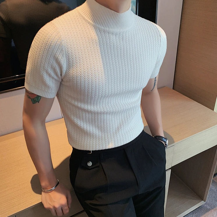 Knit T-Shirt | High Neck | Short Sleeve | Turtleneck T-Shirt | Men's Clothing-T-Shirts-Chaps London-Chaps London