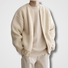 Knitted Cardigan - Men's Chunky Full Zip Up-Strickwaren-Chaps London-Beige-S-Chaps London