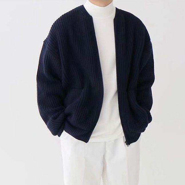 Knitted Cardigan - Men's Chunky Full Zip with Pockets-Cardigans-Chaps London-Chaps London