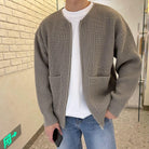 Knitted Cardigan - Men's Chunky Full Zip with Pockets-Cardigans-Chaps London-Khaki-S-Chaps London