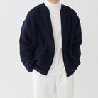 Knitted Cardigan - Men's Chunky Full Zip with Pockets-Cardigans-Chaps London-Navy Blue-S-Chaps London
