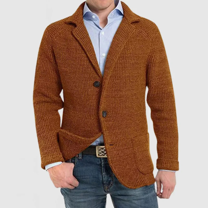 Knitted Cardigan - Men's Chunky Warm Button Up-Cardigans-Chaps London-Brown-S-Chaps London
