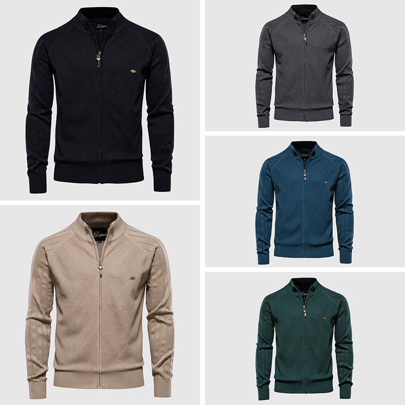 Knitted Cardigan - Men's Full Zip Up Jumper-Men's Zip Cardigan-Chaps London-Chaps London