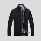 Knitted Cardigan - Men's Zip Up Standing Collar-Fashion Men Jacket Bomber Fall-Chaps London-Black-S-Chaps London