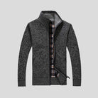 Knitted Cardigan - Men's Zip Up Standing Collar-Fashion Men Jacket Bomber Fall-Chaps London-Dark Gray-S-Chaps London
