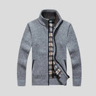 Knitted Cardigan - Men's Zip Up Standing Collar-Fashion Men Jacket Bomber Fall-Chaps London-Light Gray-S-Chaps London