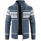Knitted Cardigan - Zip-Up - Winter - Knit Cardigan Sweater - Men's Cardigan-Men’s Knitted Cardigan-Chaps London-Blue-S-Chaps London