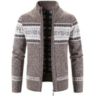 Knitted Cardigan - Zip-Up - Winter - Knit Cardigan Sweater - Men's Cardigan-Men’s Knitted Cardigan-Chaps London-Brown-S-Chaps London