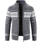 Knitted Cardigan - Zip-Up - Winter - Knit Cardigan Sweater - Men's Cardigan-Men’s Knitted Cardigan-Chaps London-Dark Gray-S-Chaps London