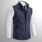 Knitted Gilet - Men's Sleeveless Wool Zip Up-Men's Knitted Vest-Chaps London-Blue-S-Chaps London