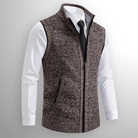 Knitted Gilet - Men's Sleeveless Wool Zip Up-Men's Knitted Vest-Chaps London-Brown-S-Chaps London