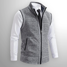 Knitted Gilet - Men's Sleeveless Wool Zip Up-Men's Knitted Vest-Chaps London-Gray-S-Chaps London