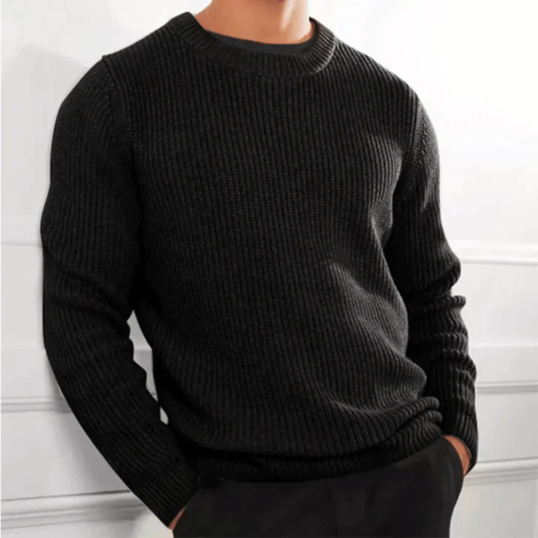 Knitted Jumper | Crew Neck | Regular Fit | Knitted Sweater | Men's Knitwear-Men Sweatshirts-Chaps London-Black-XS-Chaps London