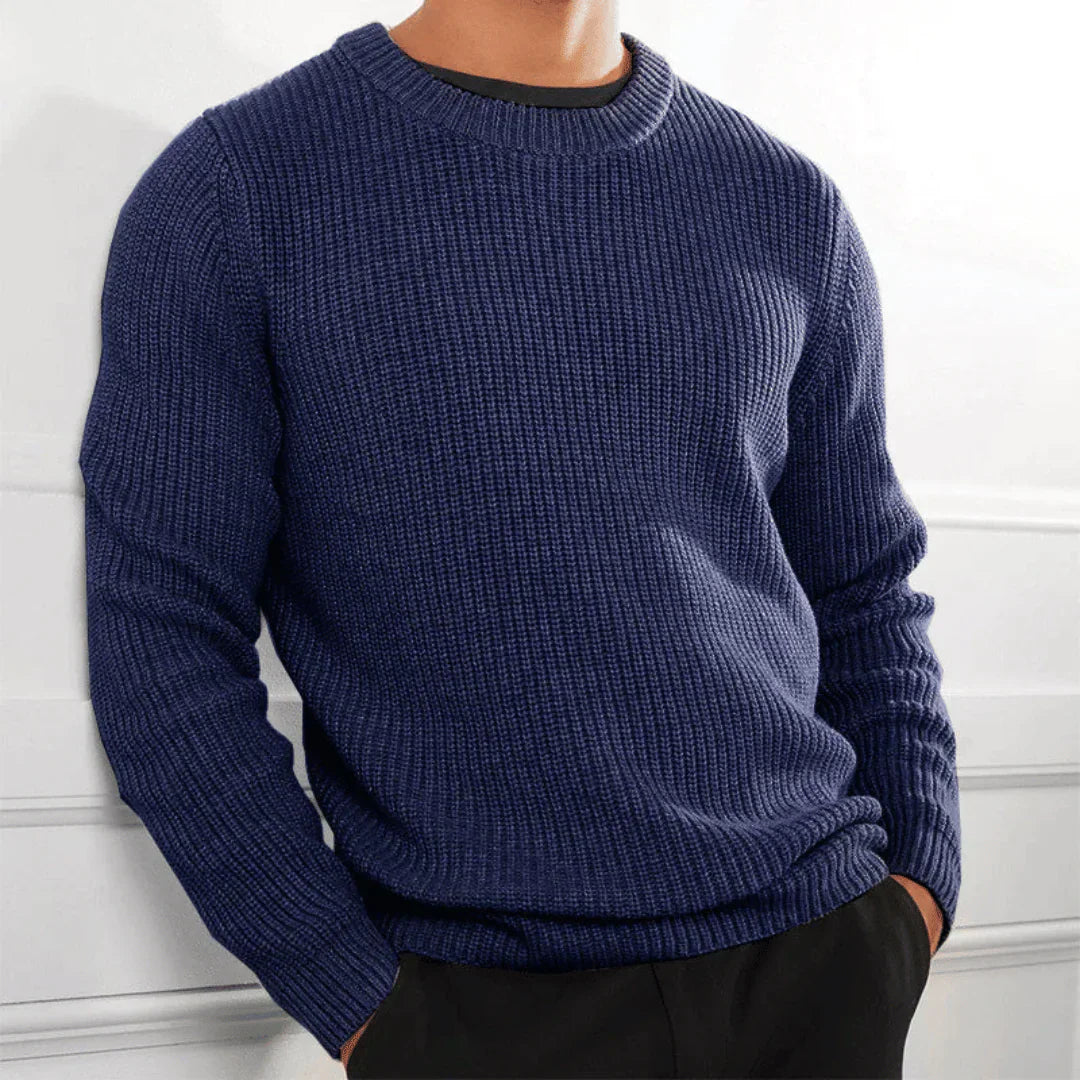 Knitted Jumper | Crew Neck | Regular Fit | Knitted Sweater | Men's Knitwear-Men Sweatshirts-Chaps London-Blue-XS-Chaps London