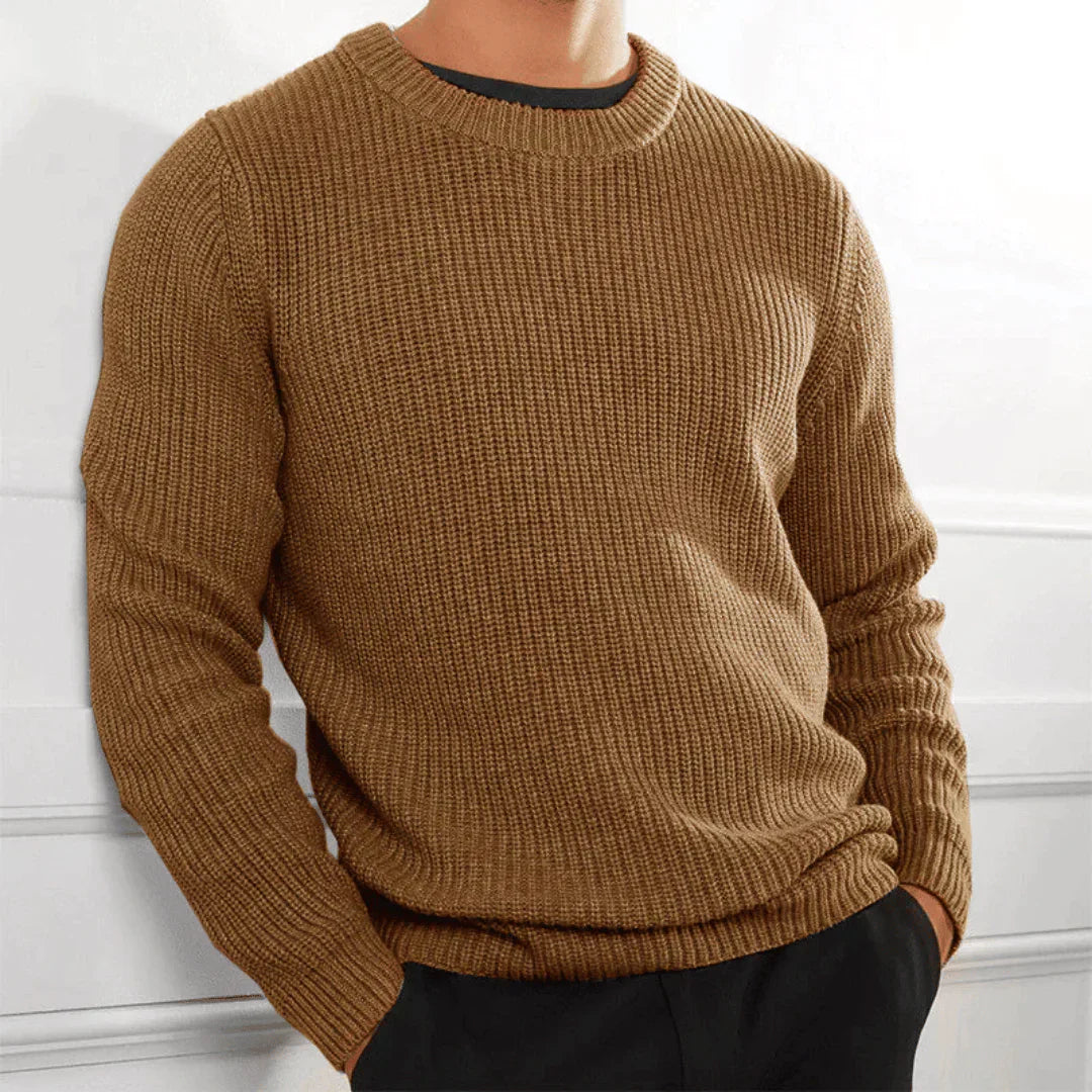 Knitted Jumper | Crew Neck | Regular Fit | Knitted Sweater | Men's Knitwear-Men Sweatshirts-Chaps London-Brown-XS-Chaps London