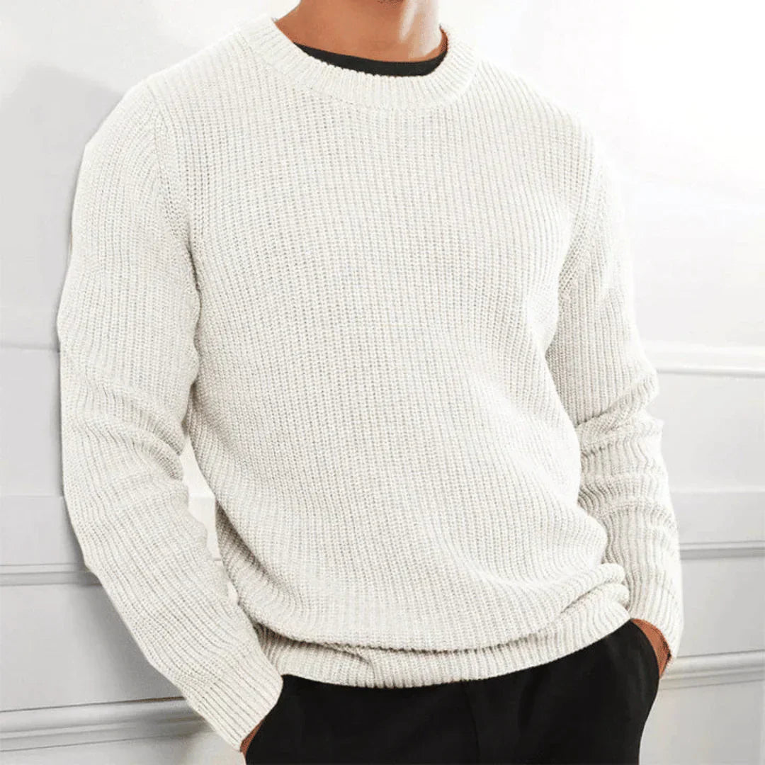 Knitted Jumper | Crew Neck | Regular Fit | Knitted Sweater | Men's Knitwear-Men Sweatshirts-Chaps London-White-XS-Chaps London