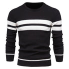 Knitted Jumper - Men's Striped Crew Neck-Strickwaren-Chaps London-Black-S-Chaps London