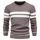 Knitted Jumper - Men's Striped Crew Neck-Strickwaren-Chaps London-Brown-S-Chaps London