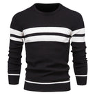 Knitted Jumper - Striped Round Neck Men's Jumper-Hoodies & Sweatshirts-Chaps London-Black-S-Chaps London