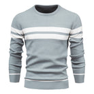 Knitted Jumper - Striped Round Neck Men's Jumper-Hoodies & Sweatshirts-Chaps London-Blue-S-Chaps London