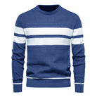 Knitted Jumper - Striped Round Neck Men's Jumper-Hoodies & Sweatshirts-Chaps London-Dark Blue-S-Chaps London
