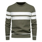 Knitted Jumper - Striped Round Neck Men's Jumper-Hoodies & Sweatshirts-Chaps London-Green-S-Chaps London