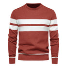 Knitted Jumper - Striped Round Neck Men's Jumper-Hoodies & Sweatshirts-Chaps London-Red-S-Chaps London