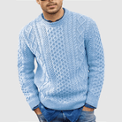 Knitted Jumper - Warm - Crew Neck - Knitted Sweater - Men's Clothing-Chaps London-Light blue-S-Chaps London