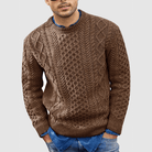 Knitted Jumper - Warm - Crew Neck - Knitted Sweater - Men's Clothing-Sweaters-Chaps London-Brown-S-Chaps London