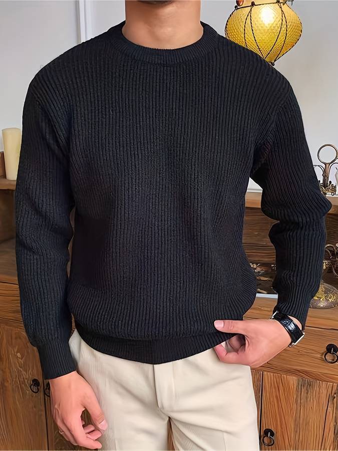 Knitted Jumper - Warm - Rib Knit - Knitted Sweater - Men's Knitwear-Sweaters-Chaps London-Chaps London